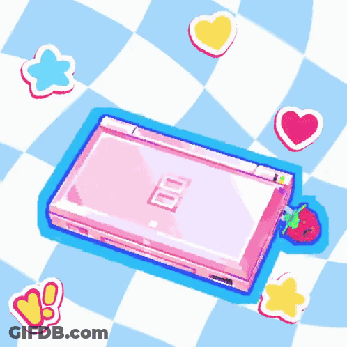 Pixel Art Pink Nintendo DS Game Console GIF