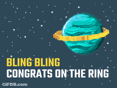 Pixel Art Planet With Bling Bling Congrats On The Ring GIF