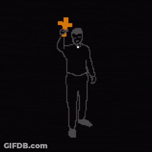 Pixel Art Priest Holding Cross GIF