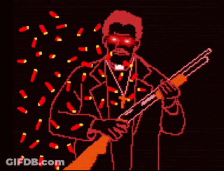 Pixel Art Priest Holding Shotgun GIF