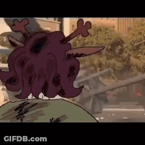 Pixel Art Purple Hair Monster With Fallen Tree GIF