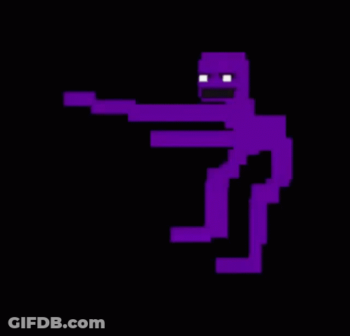 Pixel Art Purple Man Holding Gun GIF