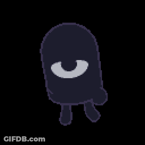 Pixel Art Purple Monster With White Mouth And Gray Nose GIF