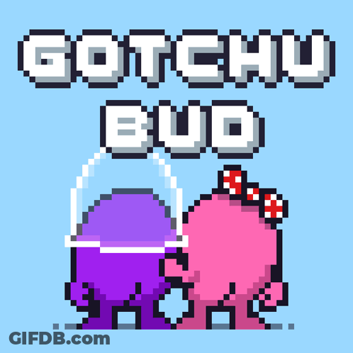Pixel Art Purple Pink Monster Gotchu Bud GIF