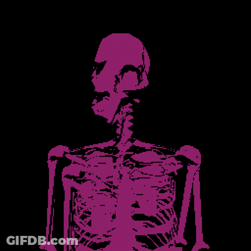 Pixel Art Purple Skeleton With Skull GIF