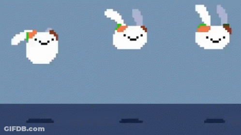 Pixel Art Rabbit With Carrot On Head GIF