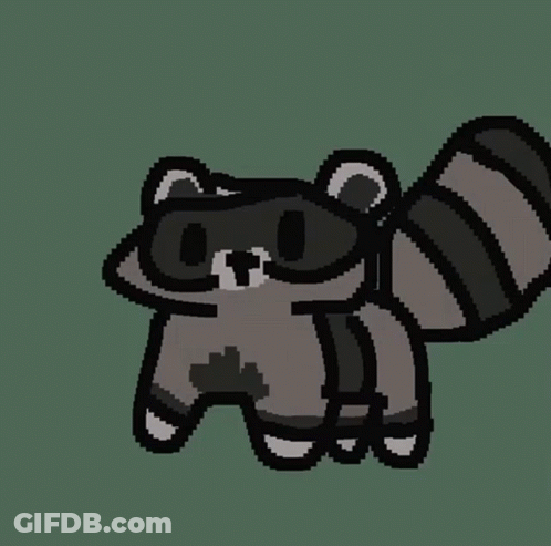 Pixel Art Raccoon With Long Tail GIF