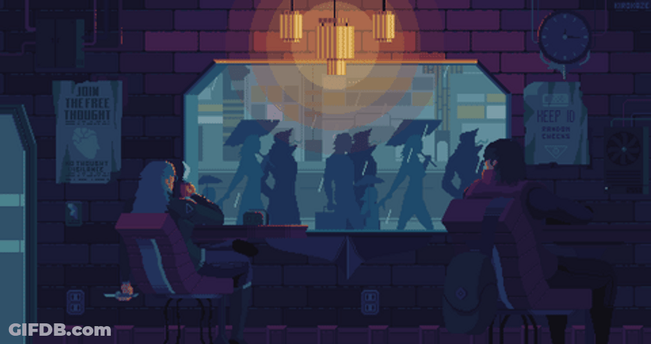 Pixel Art Rainy Night GIF