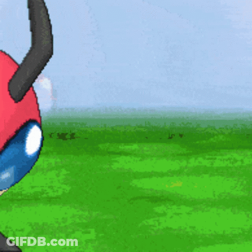 Pixel Art Red And Blue Monster With Horns GIF