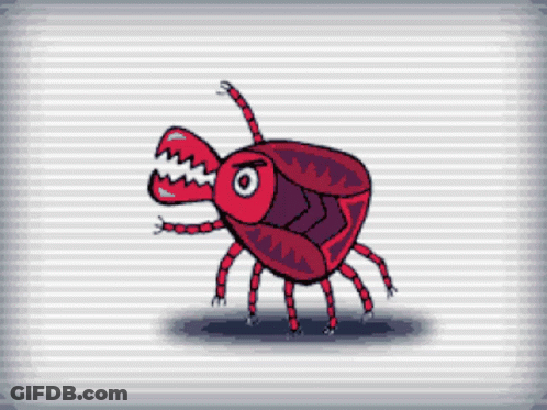 Pixel Art Red Bug With Big Mouth GIF