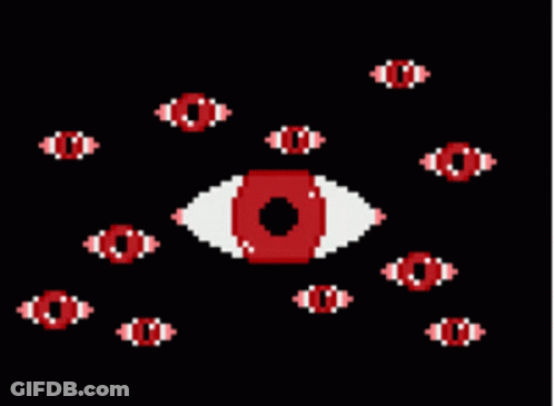 Pixel Art Red Eye With Black Hole GIF