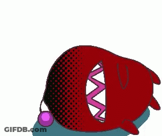 Pixel Art Red Monster With Purple Ball Coming Out Of Mouth GIF
