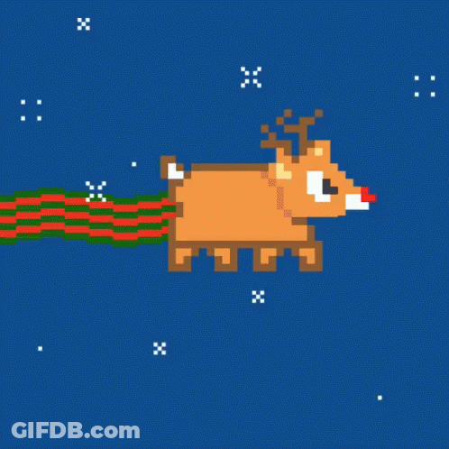 Pixel Art Reindeer Flying GIF