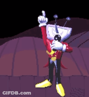 Pixel Art Robot Holding Gun And Microphone GIF