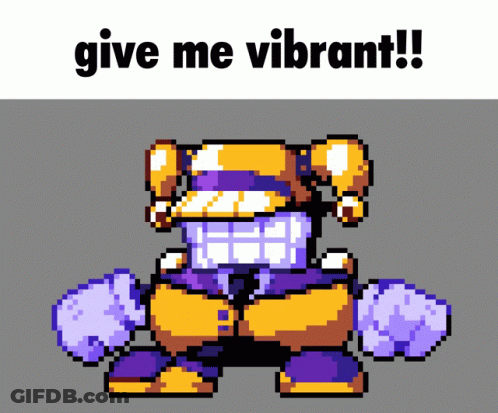 Pixel Art Robot Saying Give Me Vibrant GIF