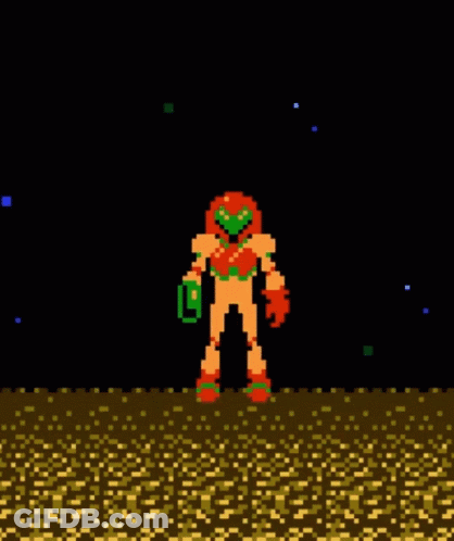 Pixel Art Robot Standing On A Field GIF