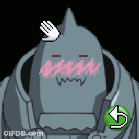 Pixel Art Robot With Hand On Head And Green Button GIF