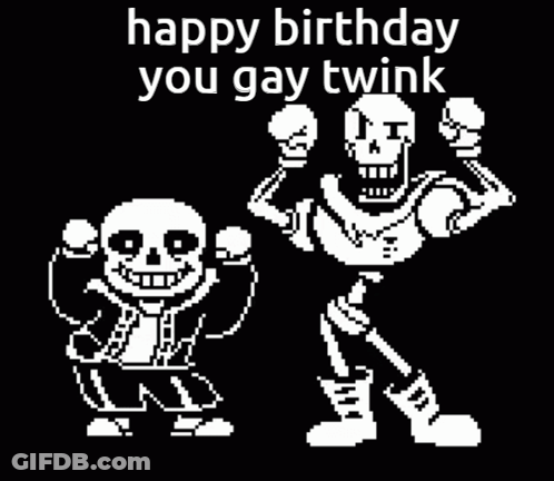 Pixel Art Sans And Papyrus Happy Birthday GIF