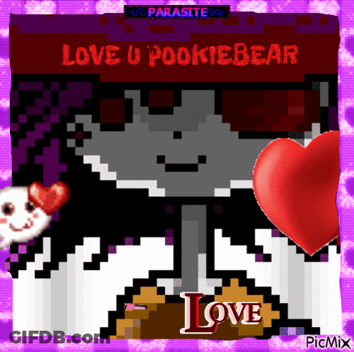 Pixel Art Saying Love U Pookiebear With Heart GIF
