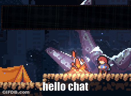 Pixel Art Scene Saying Hello Chat GIF