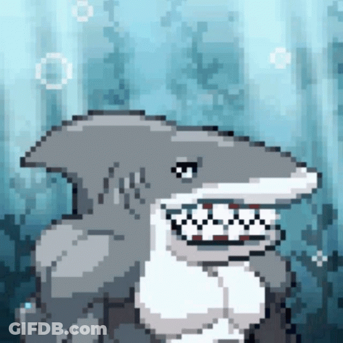 Pixel Art Shark In Water GIF