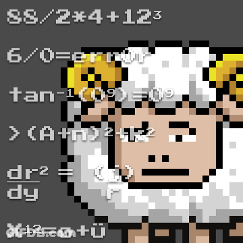 Pixel Art Sheep With Mathematical Equations GIF