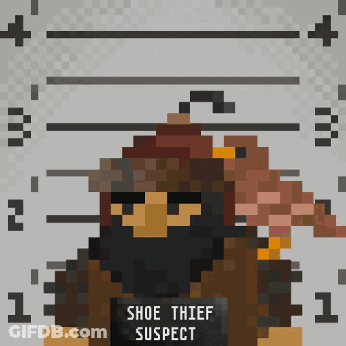 Pixel Art Shoe Thief Suspect With Crown GIF