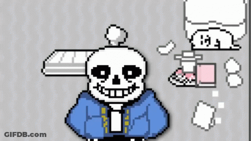Pixel Art Skeleton Blue Jacket Hat GIF