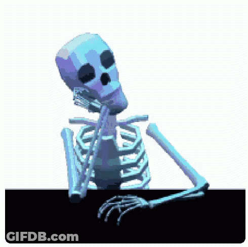 Pixel Art Skeleton Sitting At Table GIF
