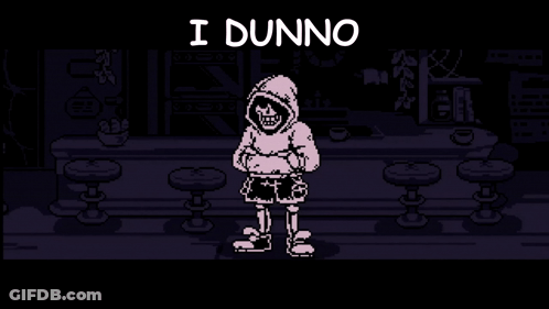 Pixel Art Skeleton Standing At Bar Saying I Dunno GIF