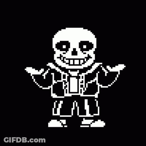 Pixel Art Skeleton With Blue Eyes GIF