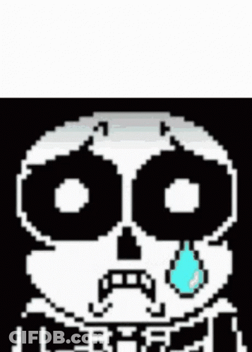 Pixel Art Skeleton With Blue Tear GIF