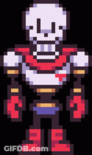 Pixel Art Skeleton With Red Gloves GIF