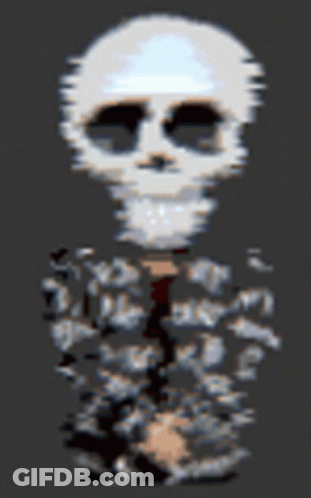 Pixel Art Skeleton With Skull GIF