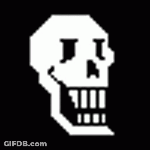Pixel Art Skull Mouth Open Black Background GIF