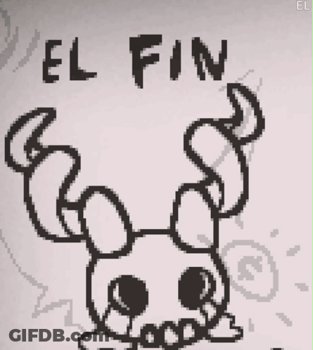 Pixel Art Skull Saying El Fin GIF