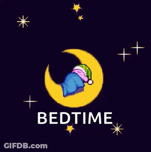 Pixel Art Sleeping On Crescent Moon Bedtime GIF