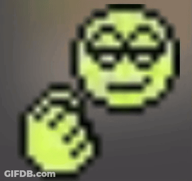 Pixel Art Smiley With Glasses Fist In Air GIF