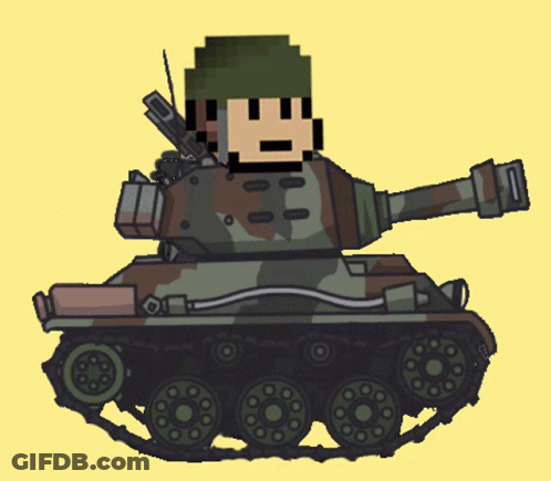 Pixel Art Soldier In Tank With Gun GIF