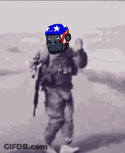 Pixel Art Soldier With Gorilla Head GIF