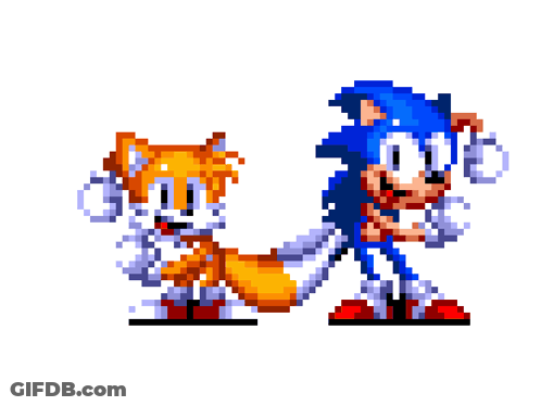 Pixel Art Sonic And Tails Standing Together GIF