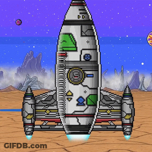 Pixel Art Space Ship With Letters DD GIF