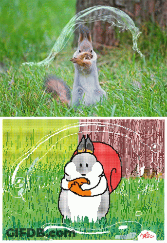 Pixel Art Squirrel Eating A Nut GIF