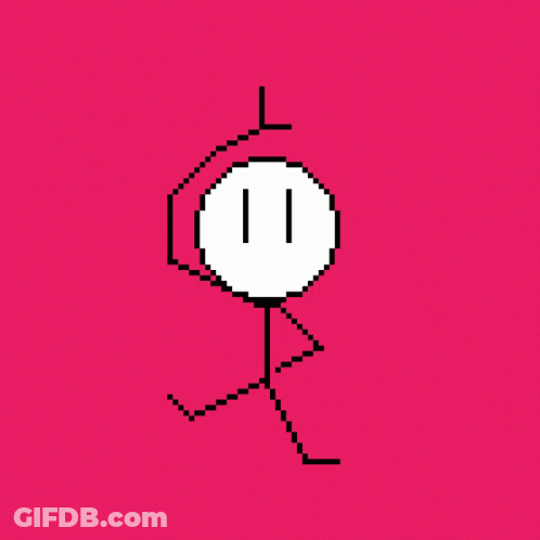 Pixel Art Stick Figure With Two Eyes And Circle GIF