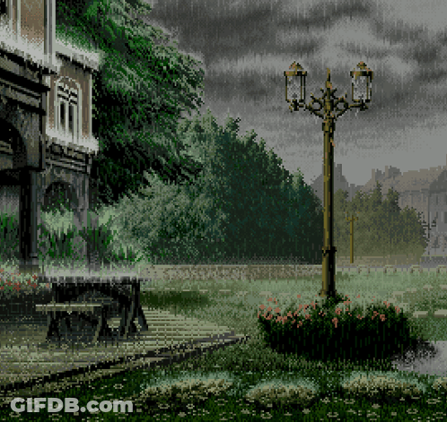 Pixel Art Street Light In Garden GIF