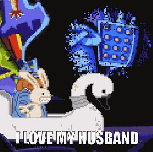 Pixel Art Swan I Love My Husband GIF