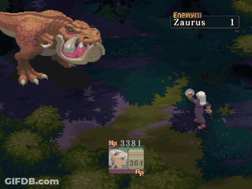 Pixel Art T-Rex Fighting Dragon Zaurus 1 GIF