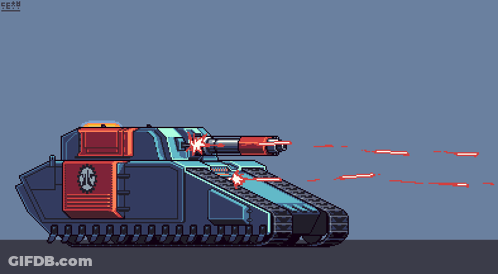 Pixel Art Tank With Eeeh Text GIF