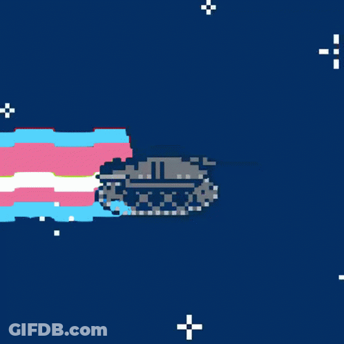 Pixel Art Tank With Transgender Flag GIF
