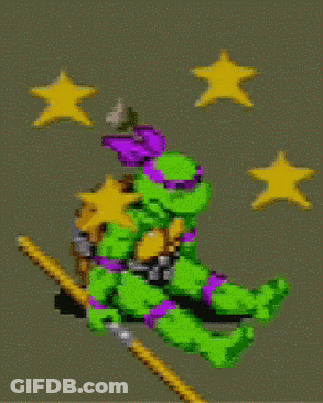 Pixel Art Teenage Mutant Ninja Turtle Holding Broom GIF